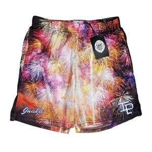 Inaka Power Mesh Shorts Fireworks All Over Print Size Medium New‎ with Tags